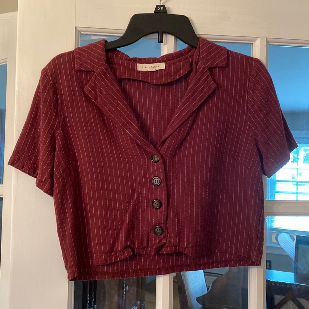 Striped collared button up short sleeve